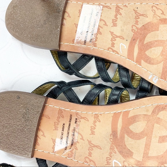 SAM EDELMAN Black Gold Garland Gladiator Leather Sandals 6M - Picture 4 of 4